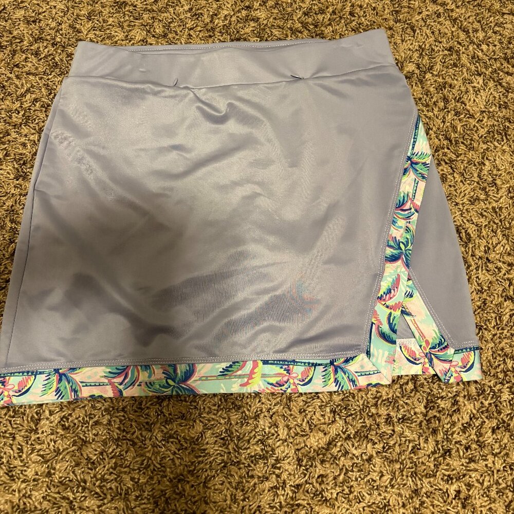 Stella Parker Golf Collection Skort Small Lavender Purple Floral Trim Zip Pocket